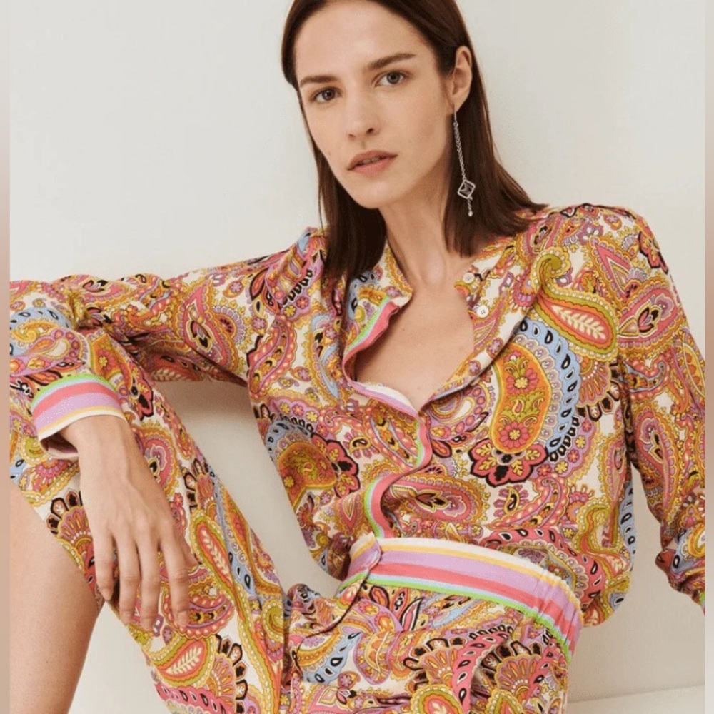 MARELLA || Primavera Verve Paisley Blouse in Deep Rose 42 US 6